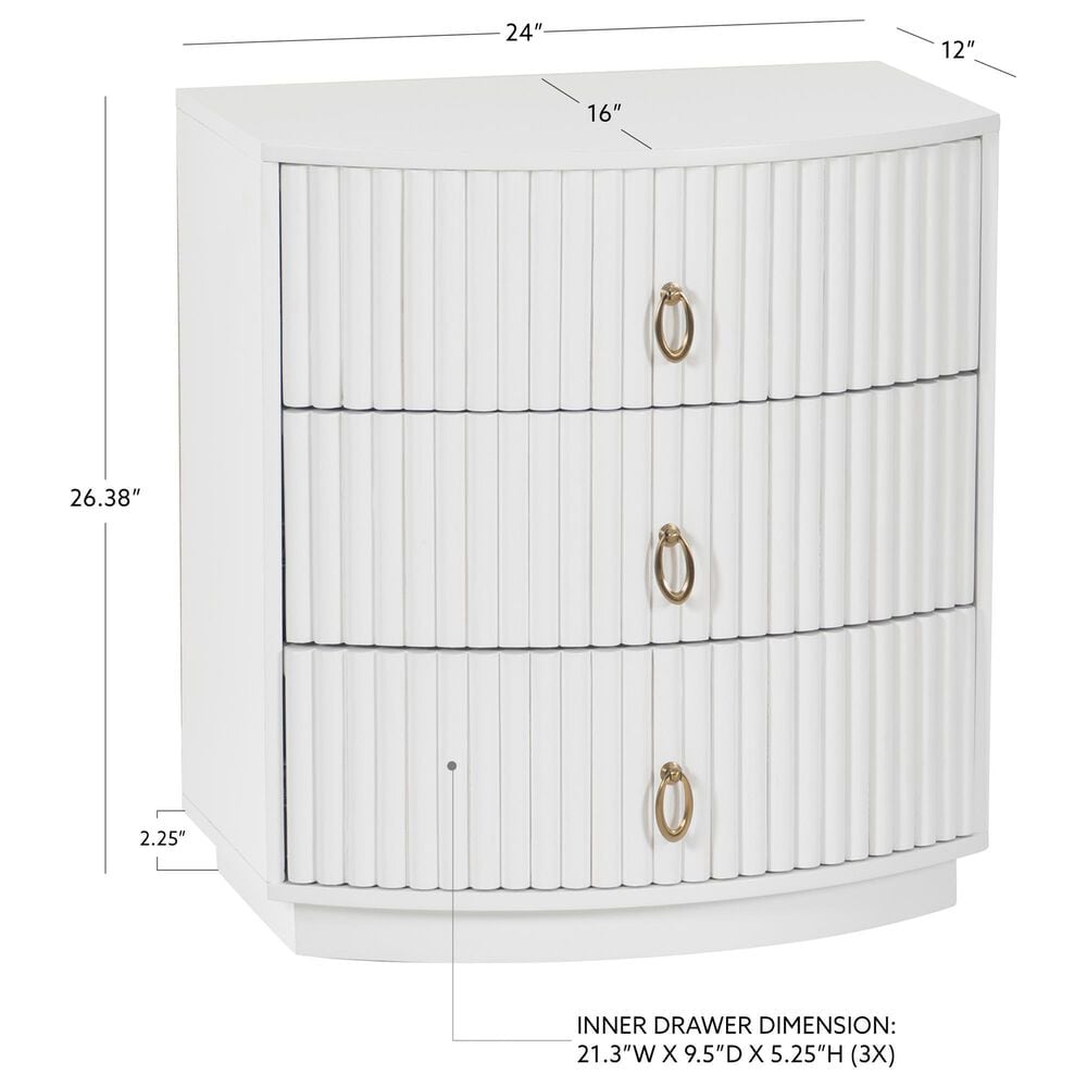Linon Home Decor Chantel 3-Drawer Nightstand in White, , large