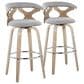 LumiSource Gardenia Swivel Fixed-Height Bar Stool with Cream Faux Leather Upholstery in Chrome and Walnut (Set of 2), , large