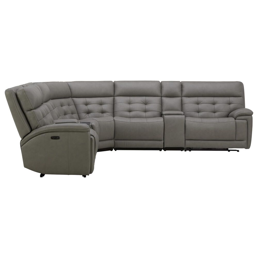 Interlochen 6-Piece Leather Power Reclining Sectional in Aline Light Gray, , large
