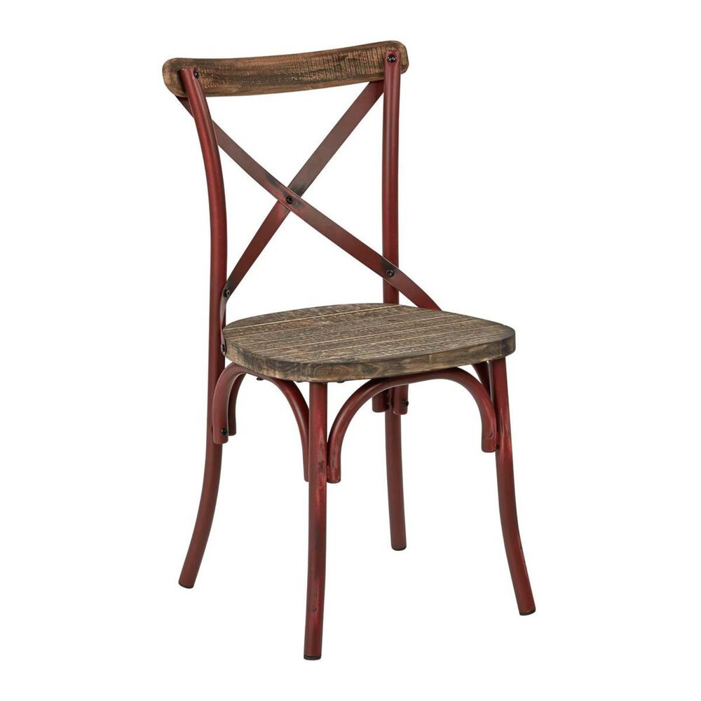 OSP Home Somerset X-Back Chair in Antique Red and Walnut, , large