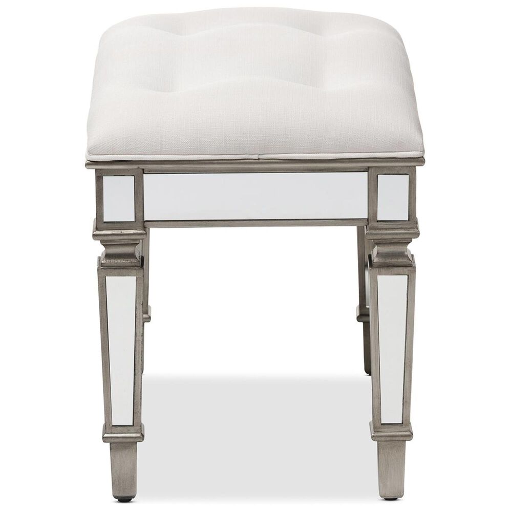 Baxton Studio Marielle Ottoman Vanity Bench in Mirror Nebraska