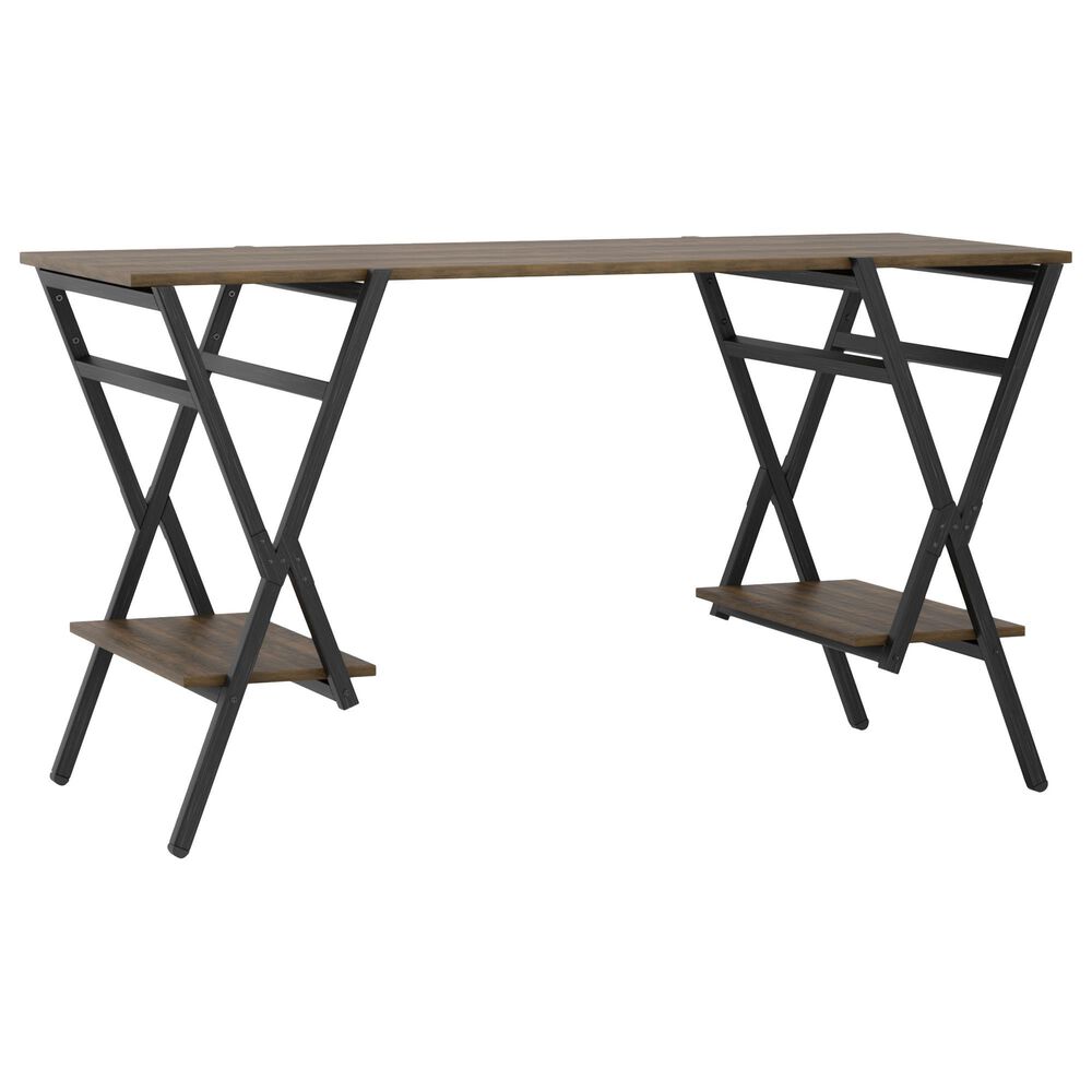 Furniture of America Cerdic Desk in Rustic Oak and Gun Metal, , large