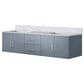 Lexora Home Geneva 72" Double Bathroom Vanity in Dark Grey with 2 cm White Carrara Marble Top and Rectangular Sinks, , large