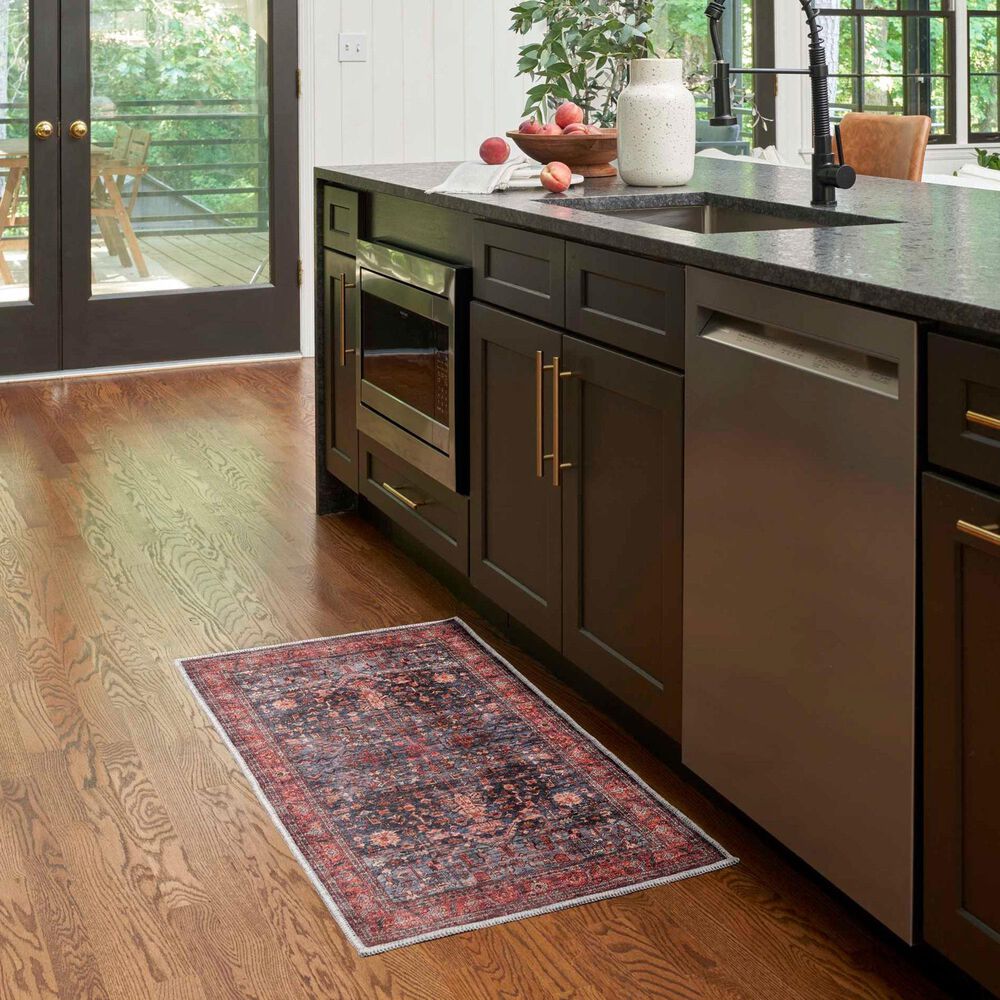 Nourison Grand Washables 2&#39; x 4&#39; Navy Brick Area Rug, , large