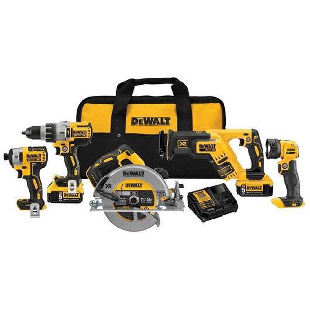 Dewalt 20V MAX XR Lithium Ion 5-Tool Combo Kit in Yellow and Black (Battery Included), , large