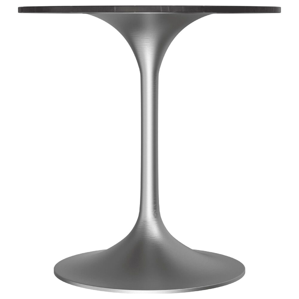 Leisuremod LeisureMod Verve Collection 27 Round Dining Table, Brushed Chrome Base with Sintered Stone Black Top, , large