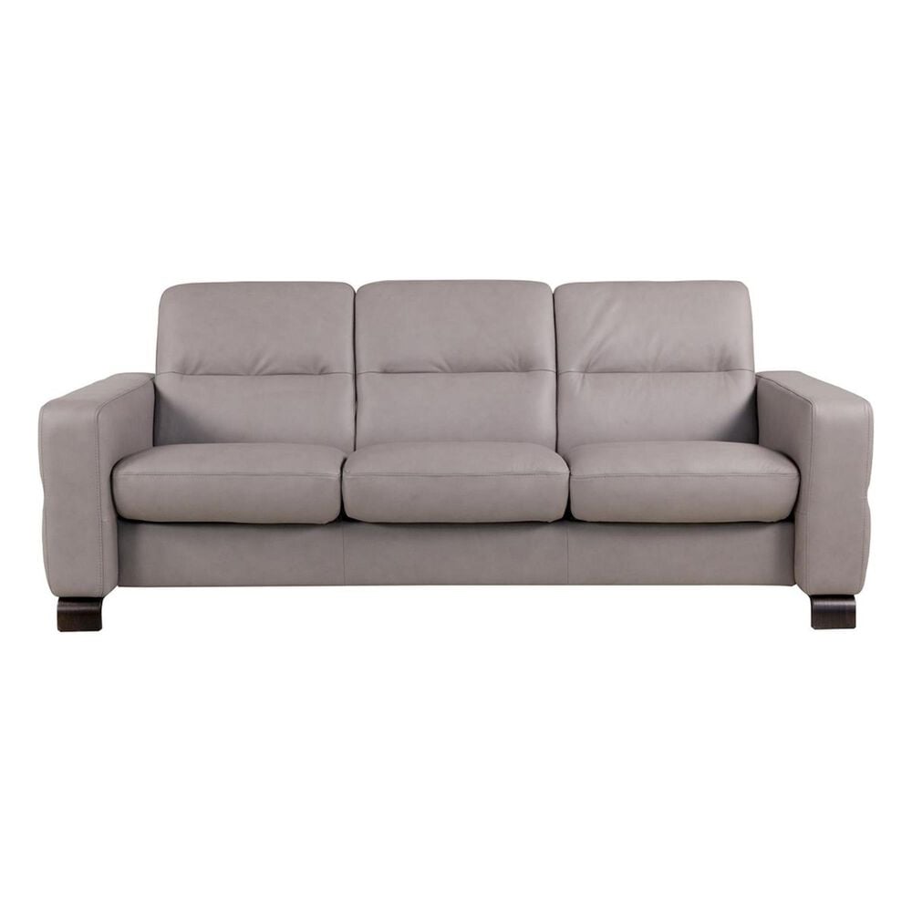 Ekornes Stressless Wave Leather Lo-Back Sofa in Paloma Silver Gray, , large