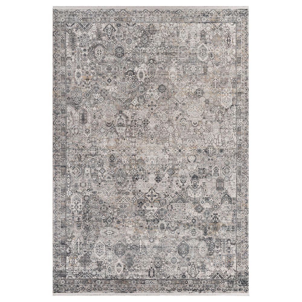 Surya Solar 10" x 14" Gray, Light Gray, Charcoal, Black and Mustard Area Rug, , large
