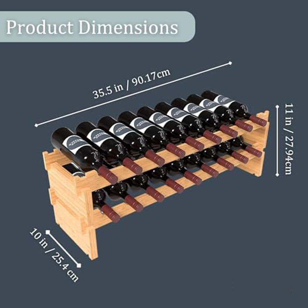 HOMLUX 18-Bottle Bamboo Stackable Modular Wine Rack in Natural, , large