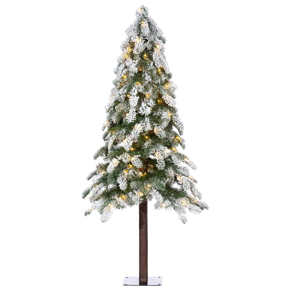 The Gerson Company 5" Snowy Downswept Alpine Tree in Green, , large