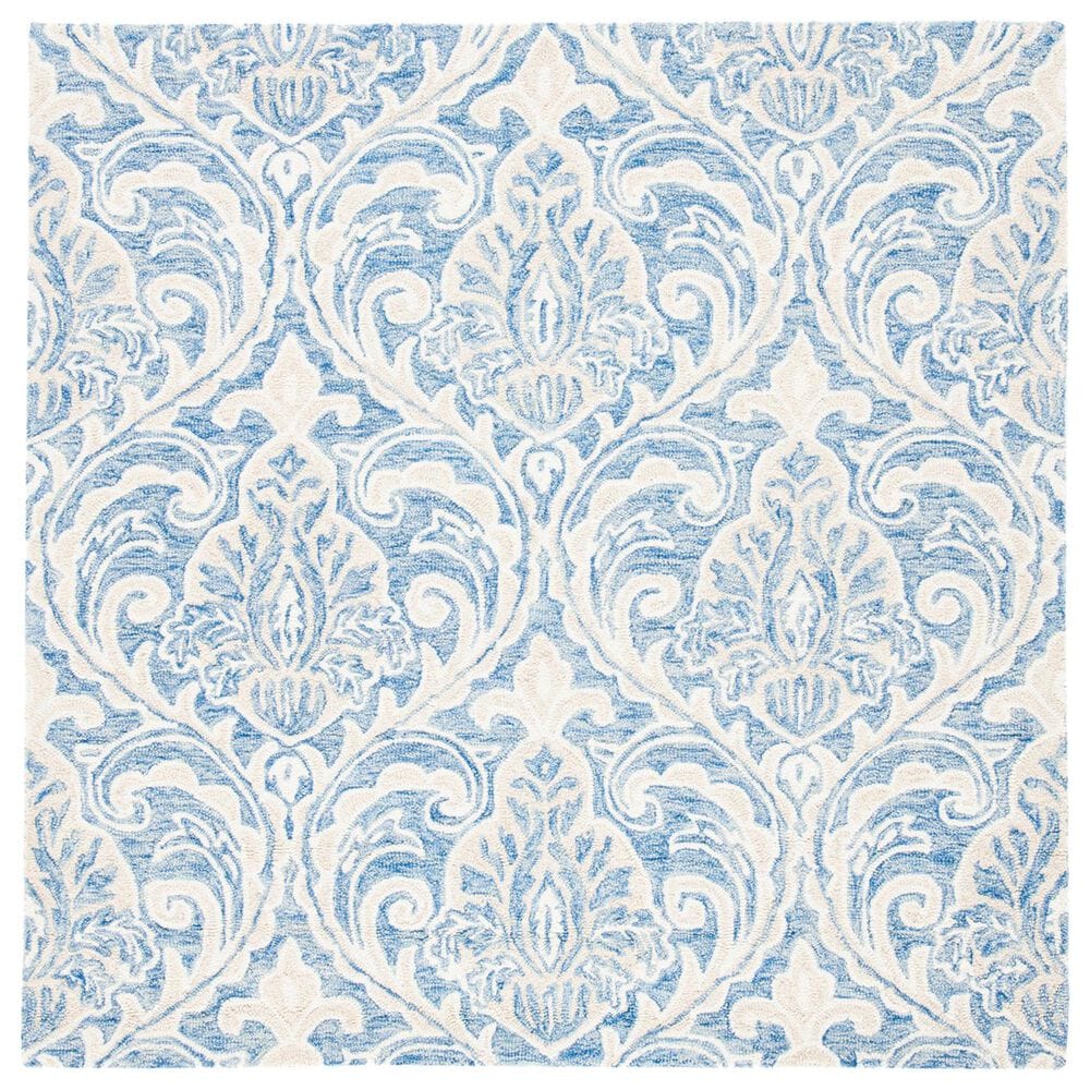 Safavieh Micro-Loop MLP532M 5" Square Blue and Ivory Area Rug, , large