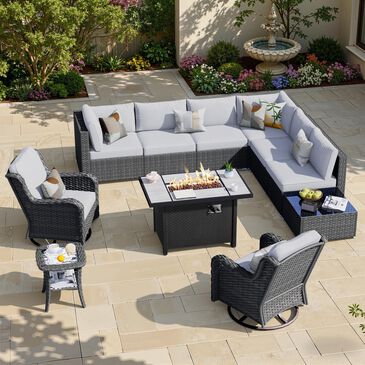 HOMLUX 11-Piece Patio Sectional Set in Gray, , large