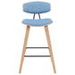 Armen Living Fox Bar Height Stool with Light Blue Upholstery in Patterned Oak, , large