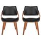 LumiSource Curvo Highback Contemporary Chair with Black Faux Leather Cushion in Walnut Wood (Set of 2), , large