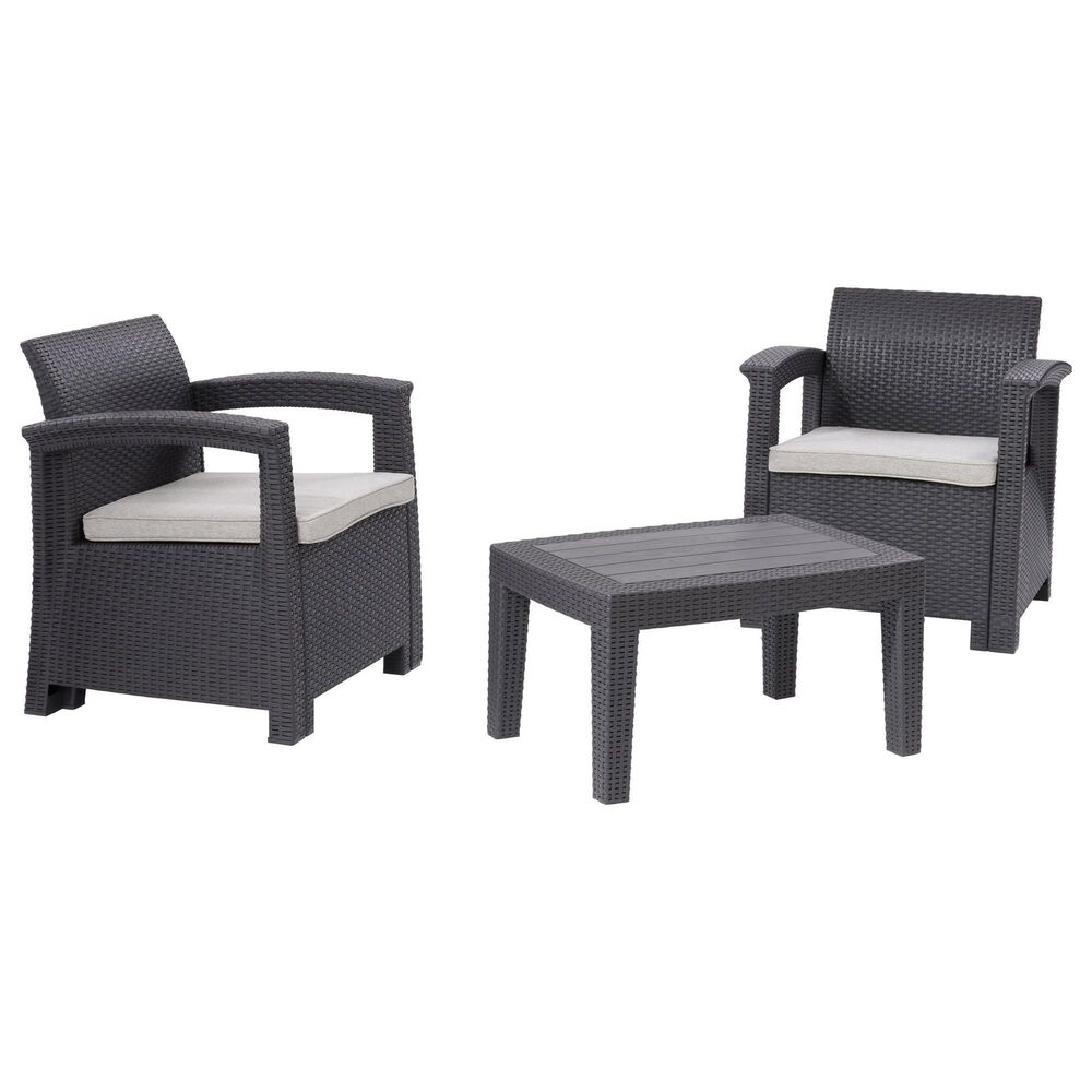 CorLiving Lake Front 3-Piece Patio Chat Set in Black/Gray, , large