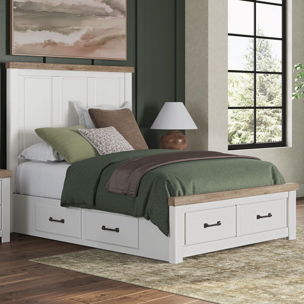 Ashley Savonport Queen Storage Panel Bed in White and Brown, , large
