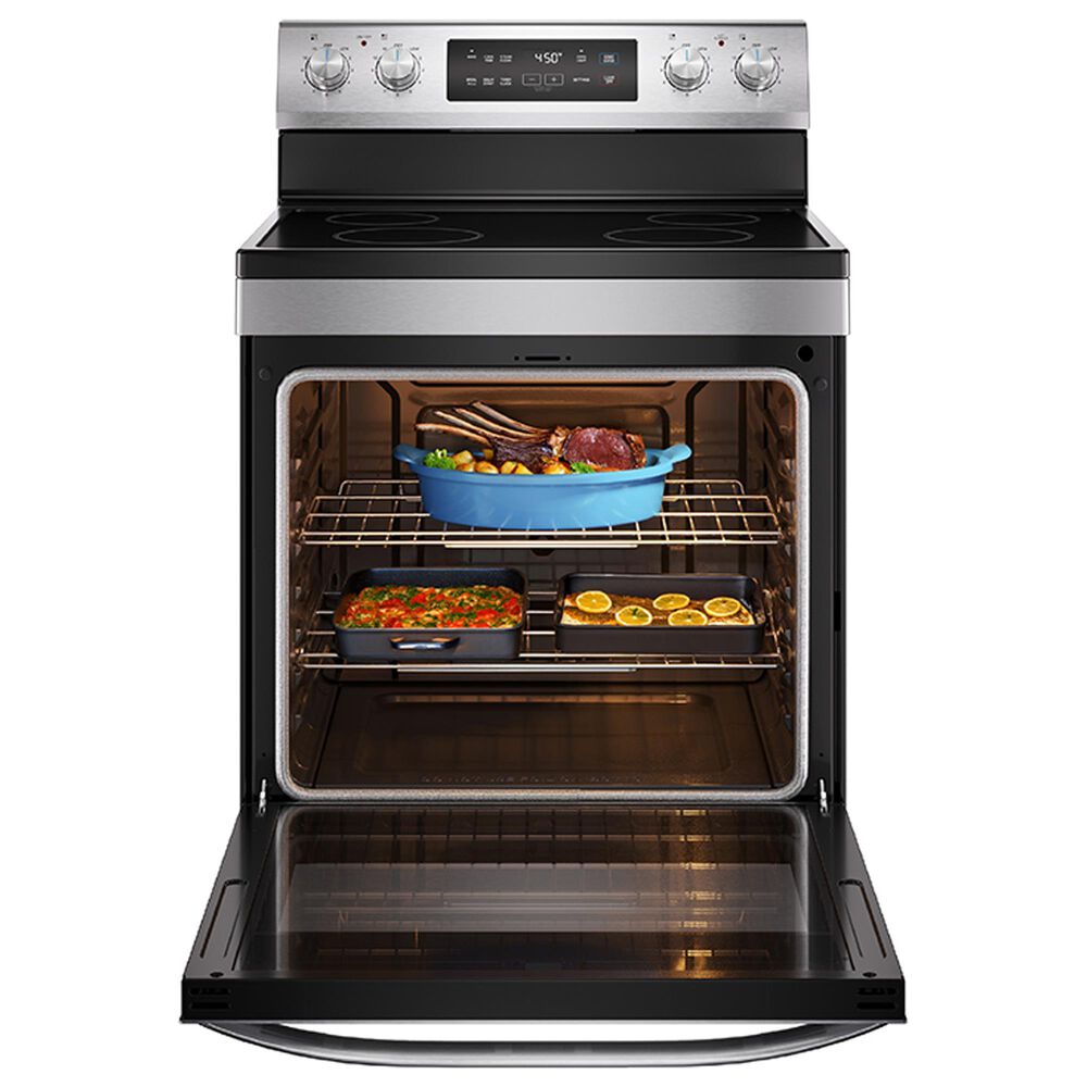 Midea 4-Piece Kitchen Package with 29.3 Cu. Ft. French Door Refrigerator and 6.3 Cu. Ft. Electric Range in Stainless Steel, , large