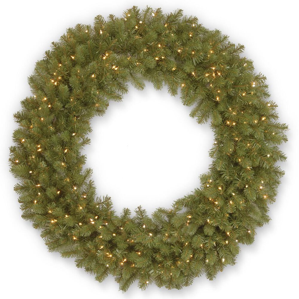 National Tree 48" Downswept Douglas Fir Wreath with White Lights, , large