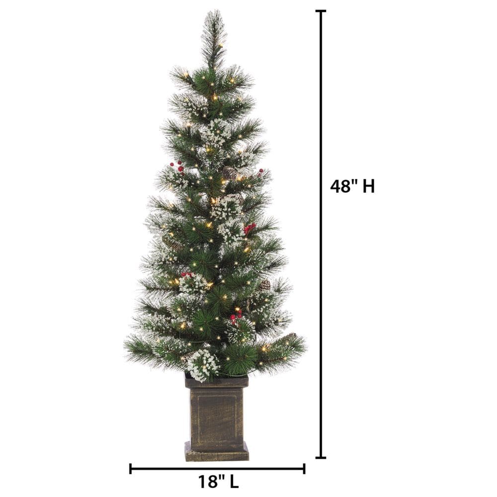 The Gerson Company 4' Potted Hard Christmas Trees in Green (Set of 2), , large