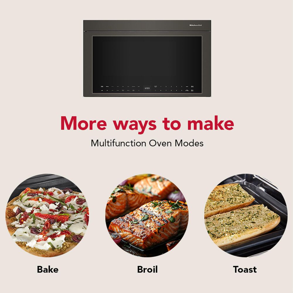 KitchenAid 2-Piece Kitchen Package with 30" Slide-In Smart Electric Range and 30" Over-the-Range Microwave Oven in Black Ore, , large