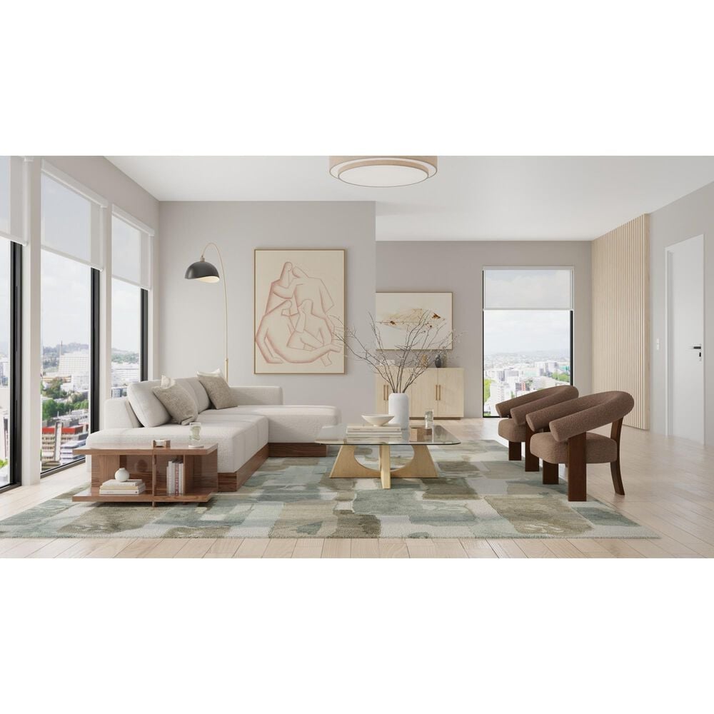 Feizy Kendall Brown and Green 5' x 8' Area Rug, , large