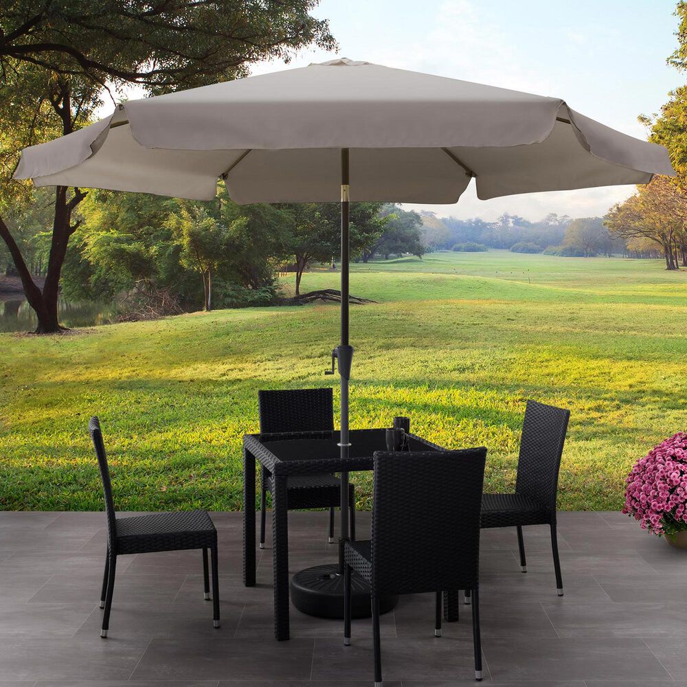 CorLiving 10' Round Tilting Patio Umbrella in Sand Grey, , large