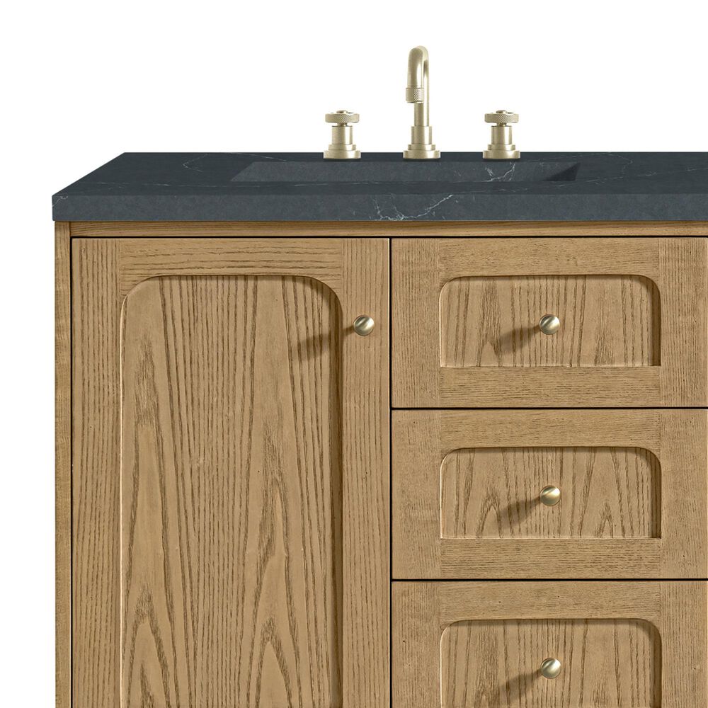 James Martin Vanities Laurent 60&quot; Double Bathroom Vanity in Light Natural Oak with 3 cm Charcoal Soapstone Quartz Top and Rectangular Sinks, , large