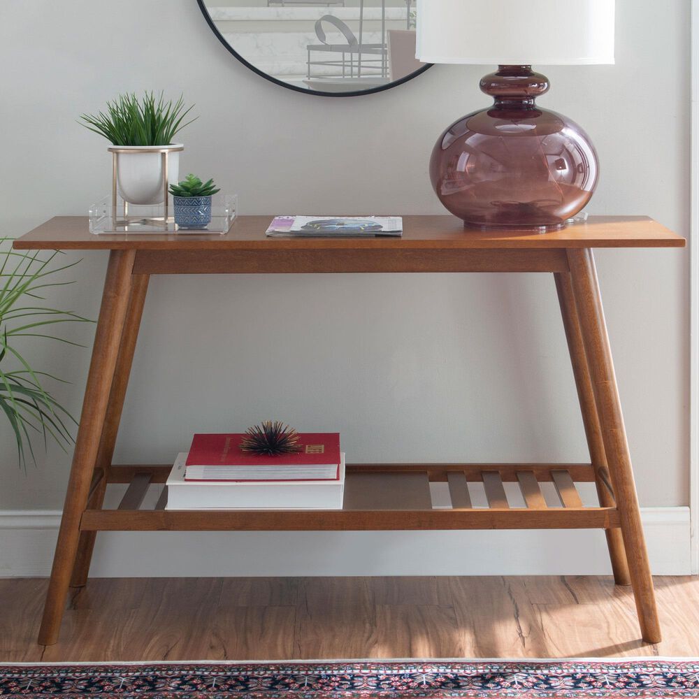 Linon Home Decor Charlotte Console Table in Warm Walnut, , large