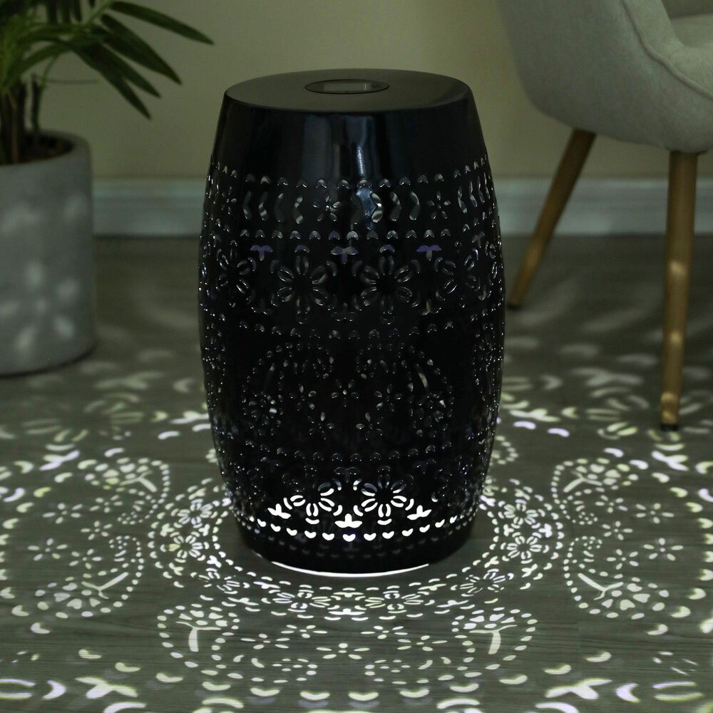 Hearth and Haven Outdoor Side Table with Built-In Solar Battery in Black, , large