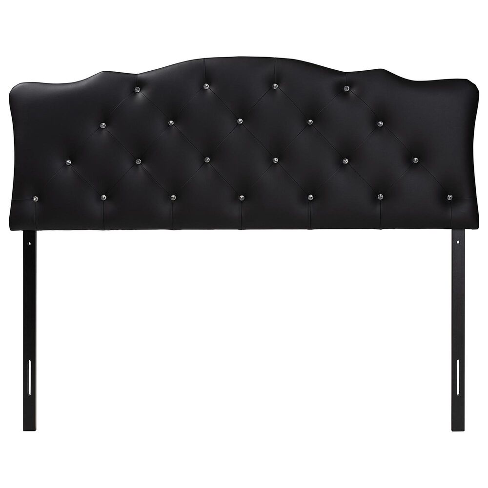 Baxton Studio Rita Queen Panel Headboard with Faux Leather Upholstered in Black, , large