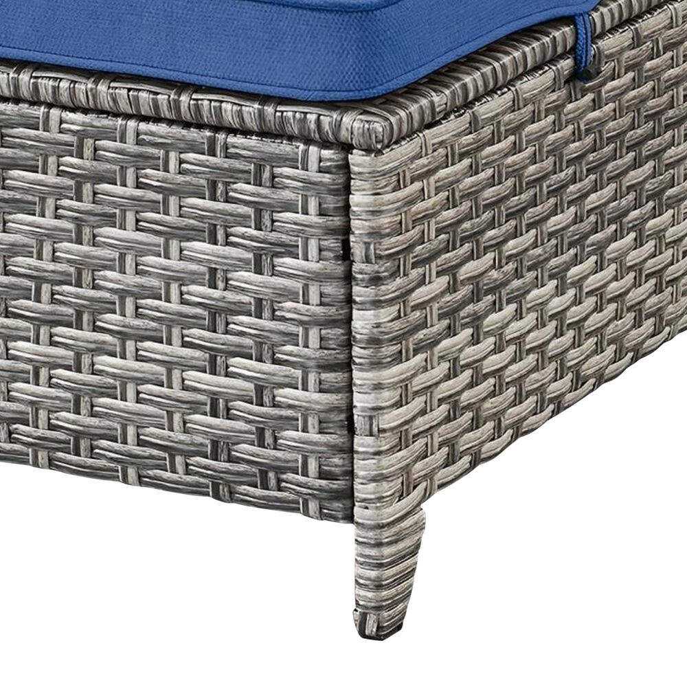 Sunwell Garden 14.2" Ottoman with Navy Cushion in Gray (Set of 2), , large