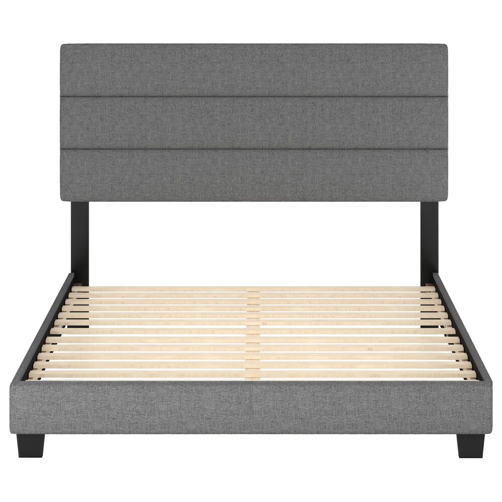 Accent Sicily Queen Upholstered Platform Bed in Grey, , large