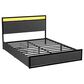 HOMLUX Full 2-Drawer Storage Bed with LED Headboard and USB Ports in Gray, , large