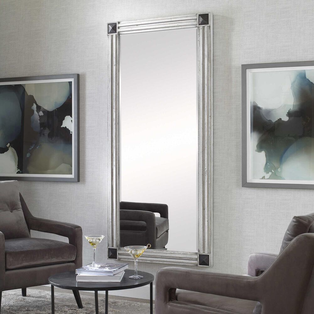 Uttermost Manor Mirror in White Wash, Gray and Dark Bronze, , large