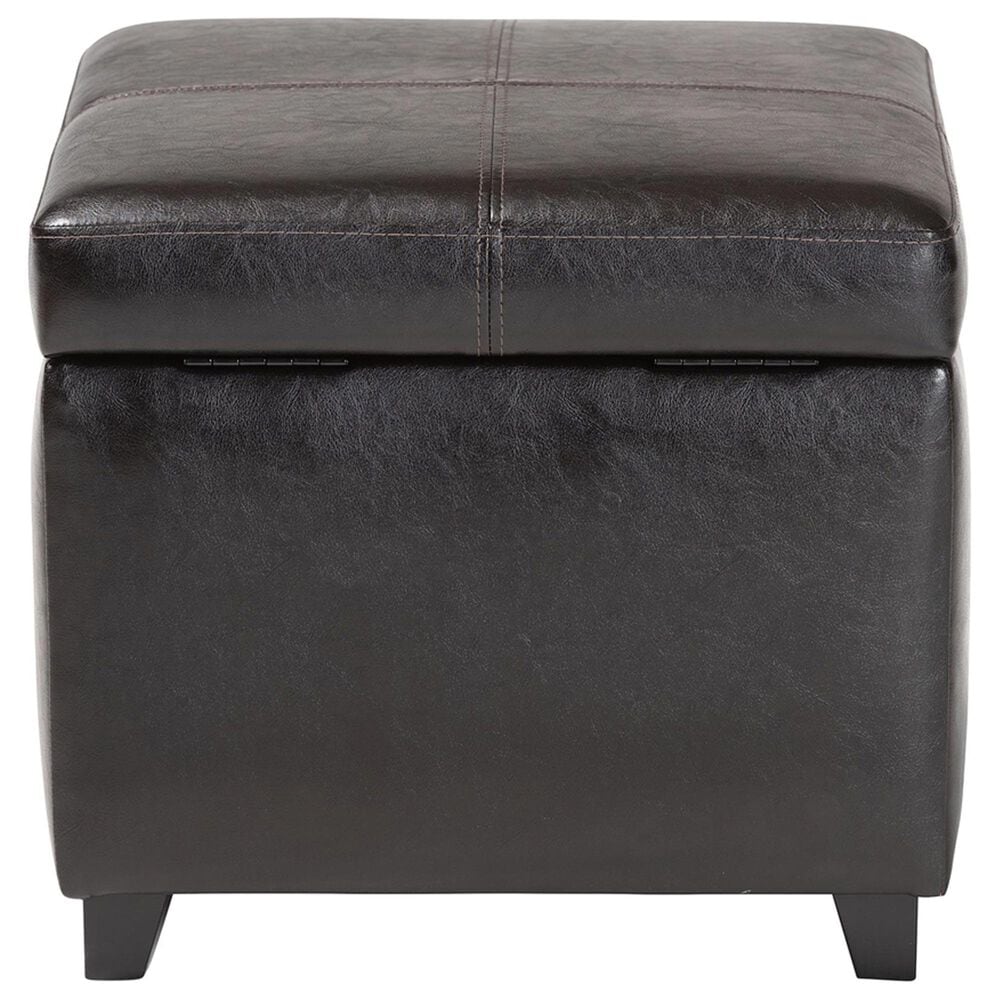Baxton Studio Leather Cube Storage Ottoman in Dark Brown, , large