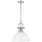 Golden Lighting Duncan 1-Light Pendant with Chain and Matte White Shade in Chrome, , large
