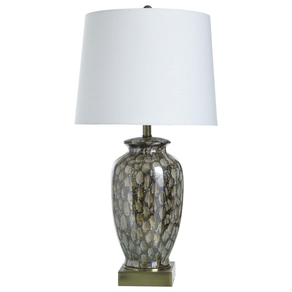 Flair Industries 31.5" Reactive Glaze Table Lamp in Speckled Brown, , large