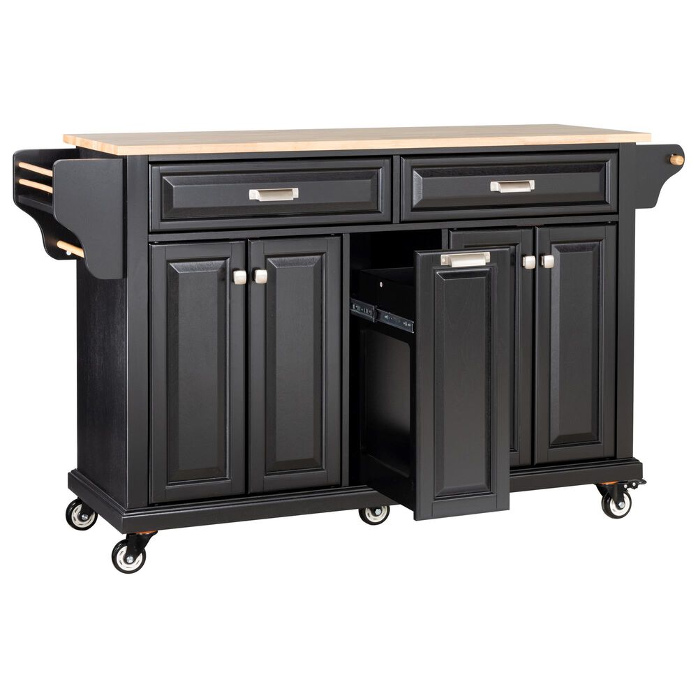 HOMLUX Kitchen Island with Rubber wood Countertop in Black, , large