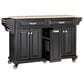 HOMLUX Kitchen Island with Rubber wood Countertop in Black, , large