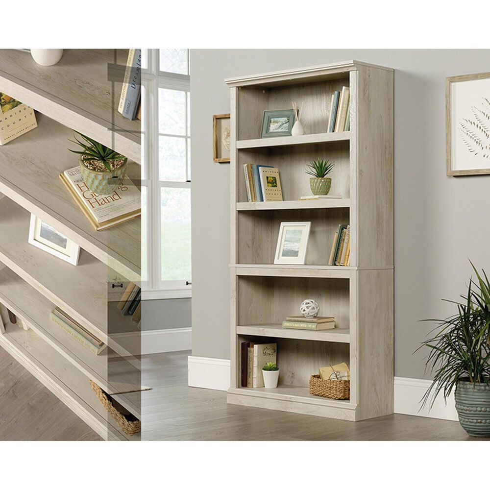 Sauder 5-Shelf Bookcase in Chalked Chestnut, , large