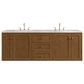 James Martin Laurent 72" Double Bathroom Vanity in Honey Oak with 3 cm Carrara Marble Top and Rectangular Sinks, , large