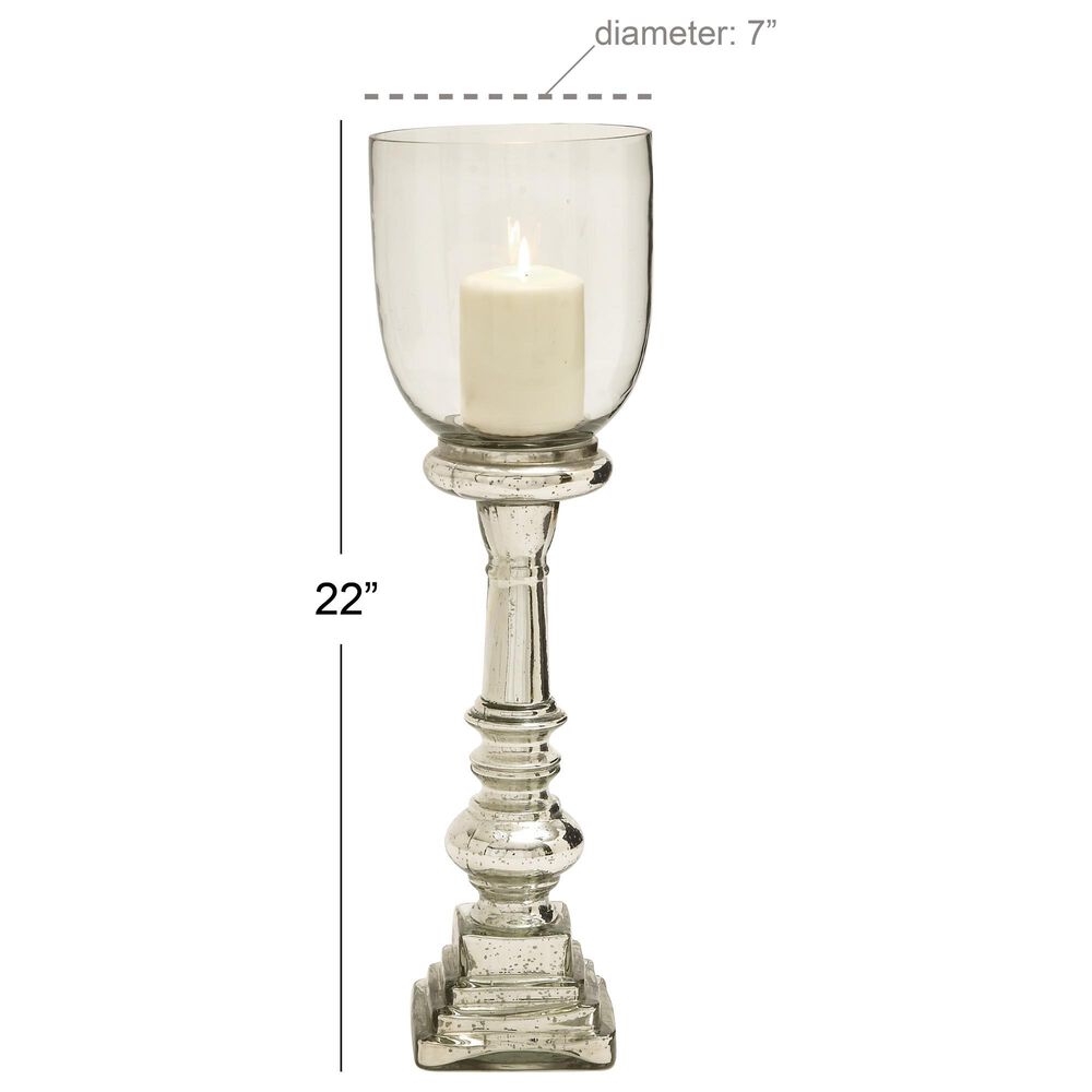 Maple and Jade 7&quot; x 22&quot; Hurricane Lamp in Silver, , large