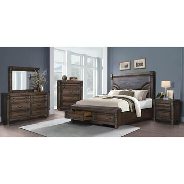 Sasha Lee Grand Teton 5 Piece King Storage Bedroom Set in Warm Brown Oak, , large