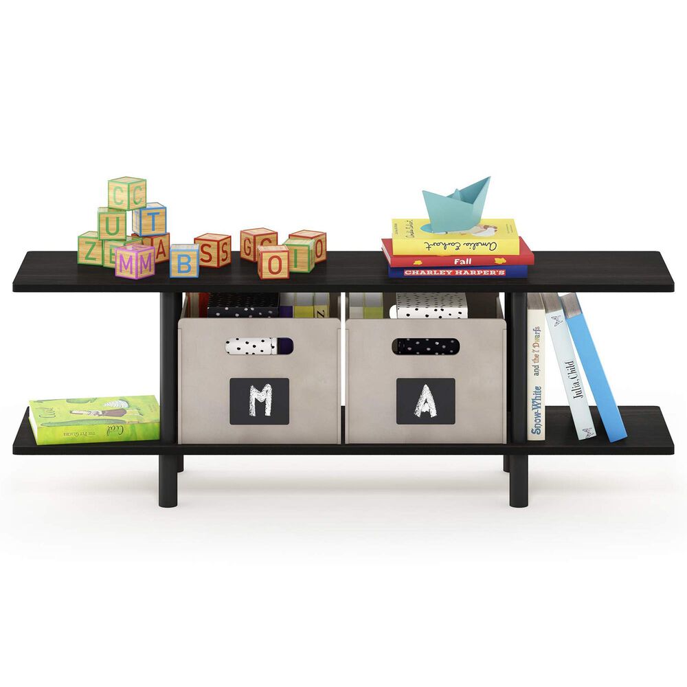 HOMLUX Turn-N-Tube 2-Tier Wide Display Shelf in Espresso and Black, , large