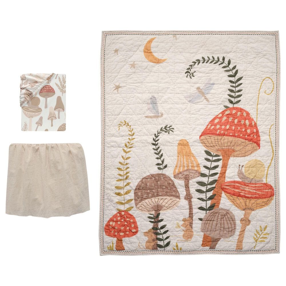Lambs & Ivy Mushroom 3-Piece Crib Bedding Set in Multicolor, , large