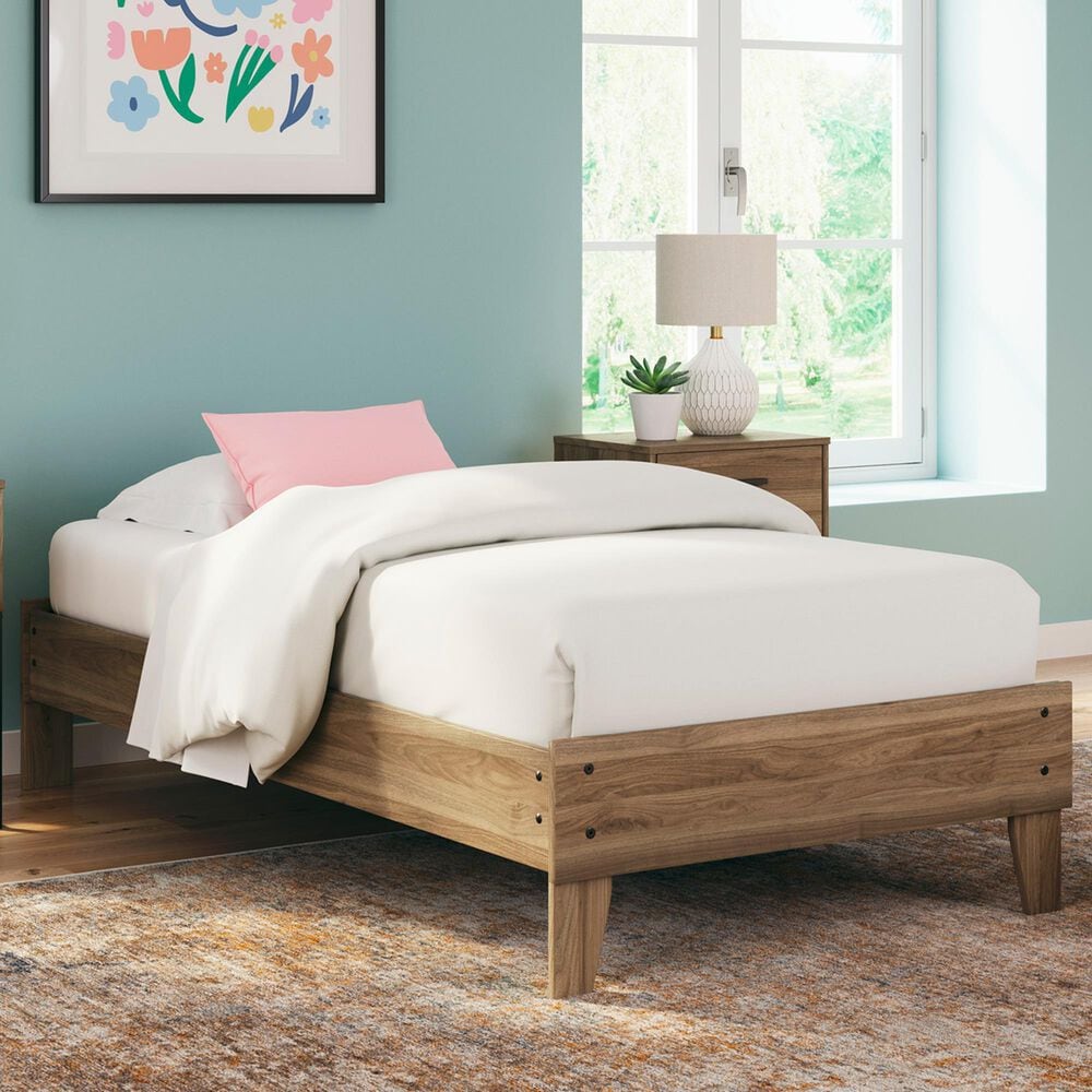 Ashley Deanlow Twin Platform Bed in Honey Brown, , large