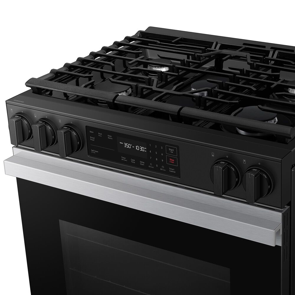 Samsung Bespoke Bespoke 6.0 Cu. Ft. Smart Slide-In Gas Range with 17K BTU Power Burner in Stainless Steel, , large