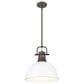 Golden Lighting Duncan 1-Light Pendant with Rod and Matte White Shade in Rubbed Bronze, , large