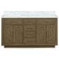 Lexora Home Abbey 60" Double Bathroom Vanity in Grey Oak with 2 cm White Carrara Marble Top and Rectangular Sinks, , large