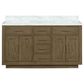 Lexora Home Abbey 60" Double Bathroom Vanity in Grey Oak with 2 cm White Carrara Marble Top and Rectangular Sinks, , large